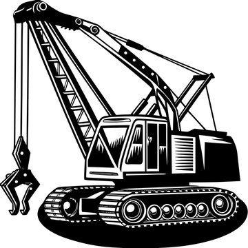 Crawler Crane Construction Machine Vector Silhouette Icon