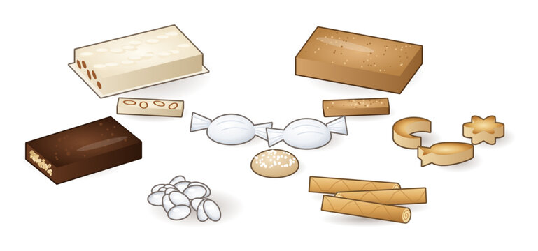 Spanish Christmas sweets set with turron polvorones and marzipan