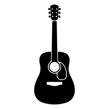 Acoustic guitar black silhouette musical string instrument for folk music projects.