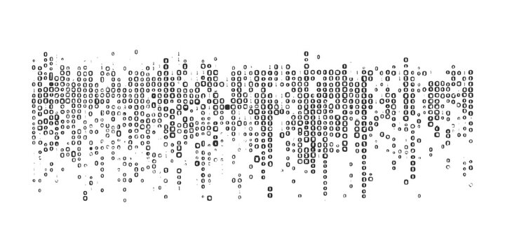 Abstract digital binary code matrix pattern with falling zeros and ones vector illustration graphic background.