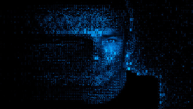 Man's Face made of Numeric Data, symbolising AI Training Data Concept.