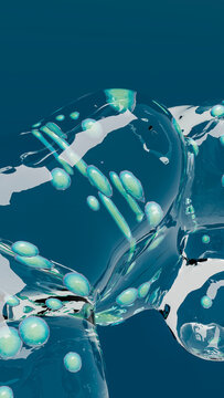 Abstract digital artwork of translucent liquid bubbles