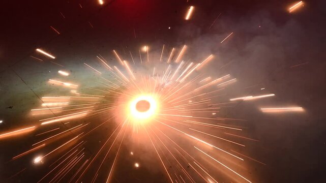 A type of firecracker or chakri spinning on the ground,during the Diwali festival celebrations in India.