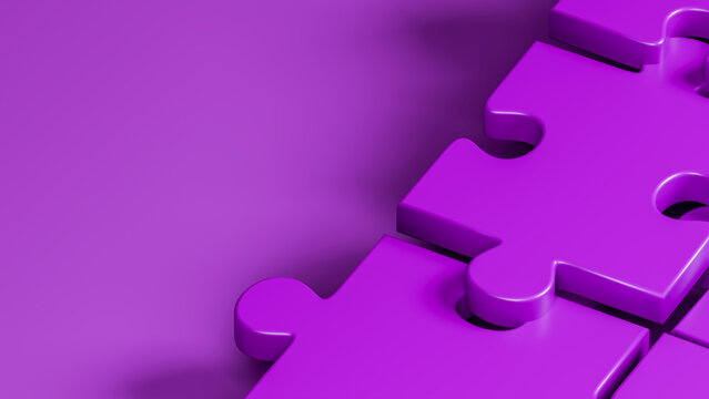 Close-up of purple interlocking puzzle pieces with smooth surface