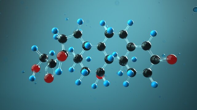 Cortisol Molecule Close Up &ndash; 3D Illustration of Stress Hormone and Molecular Structure