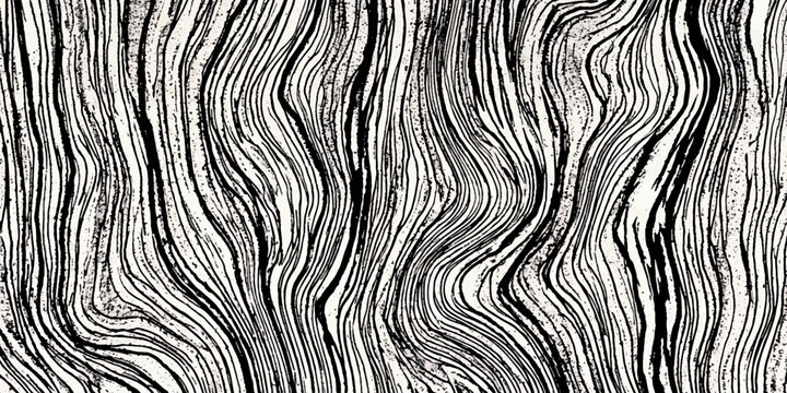 Black and white textured wood grain pattern with organic wavy lines and subtle grit for natural backgrounds