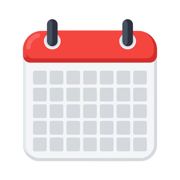 Minimal Digital Calendar Application Icon with Blank Monthly Grid Flat Vector