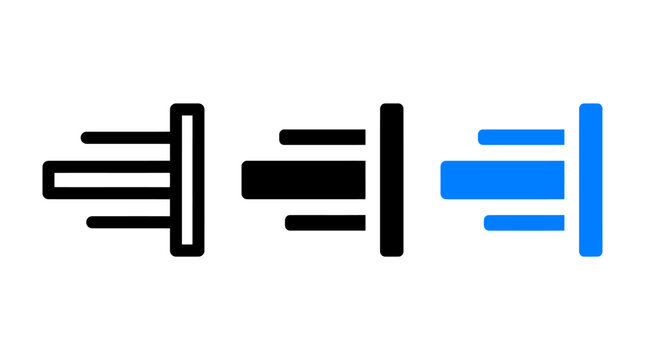 Text align center icon set in outline solid and flat styles