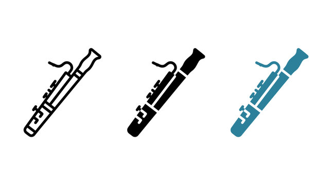 Bassoon musical instrument graphic vector outline and silhouette