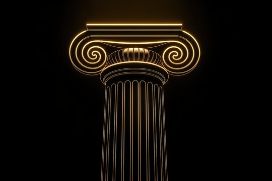 Elegant Ionic Column Gold Line Art Abstract Art