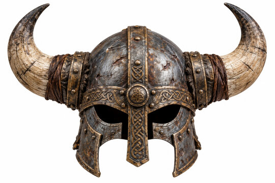 Ancient horned metal warrior helmet mockup