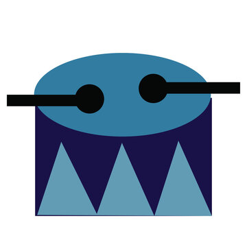 Blue toy drum musical instrument drumsticks music parade play vector illustration