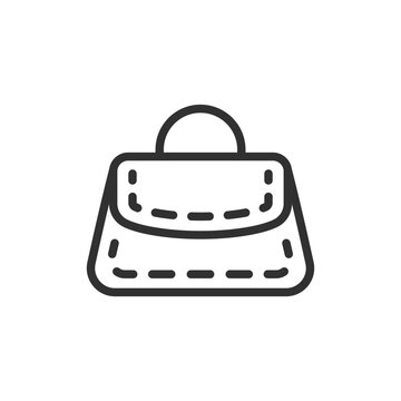 Women's handbag, linear icon. Fashion accessory, personal belongings storage and everyday carry. Line with editable stroke.