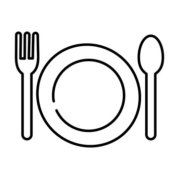 spoon and fork icon, spoon and fork outline