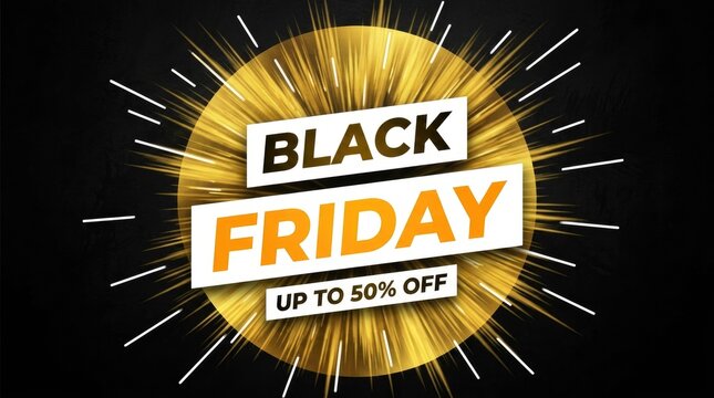 Black Friday sale with explosion effect and discount banner