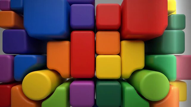 Colorful 3D blocks abstract composition with vibrant geometric shapes for design