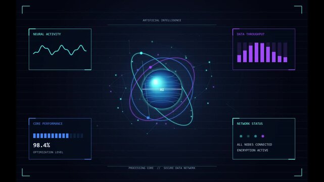 AI neural network HUD dashboard data analytics interface