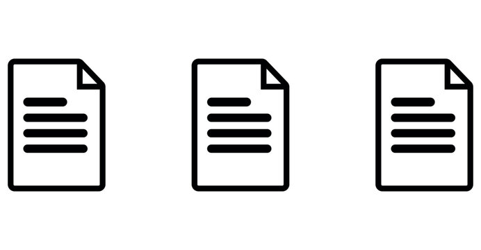 Three simple black document icons with horizontal lines on a white background, representing data or information.