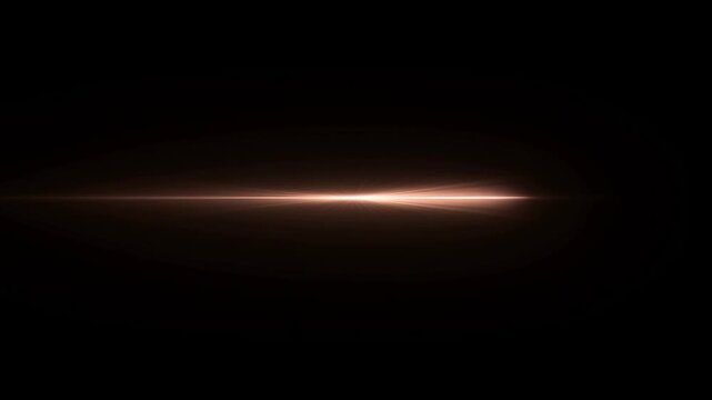 copper light streak with flare glowing across black background