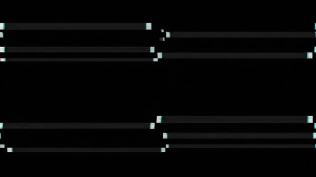 Abstract digital glitch effect with distorted horizontal lines and static noise on a black background