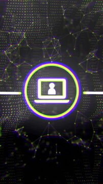 Vertical video: Fading in, laptop avatar drawing ring, bars reaching edges, pulsing, showing status