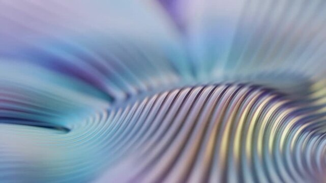 Abstract wavy striped lines rising in pastel blue and gold, blurred background