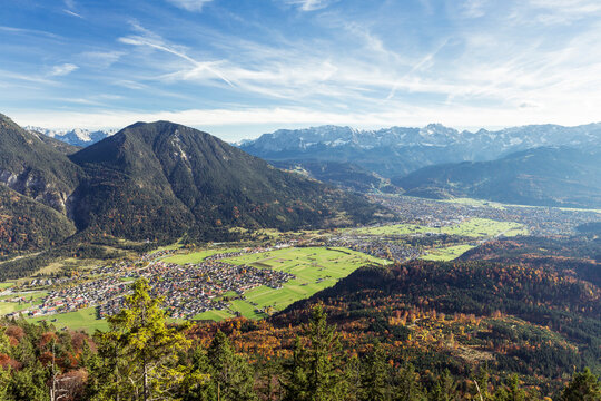 View from Schafskopf to the Alps, Farchant, Garmisch-Partenkirchen
