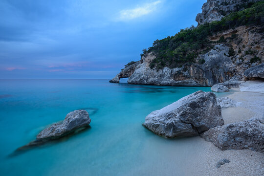 Cala Goloritze beach and rocky coastline in Sardinia Italy Europe