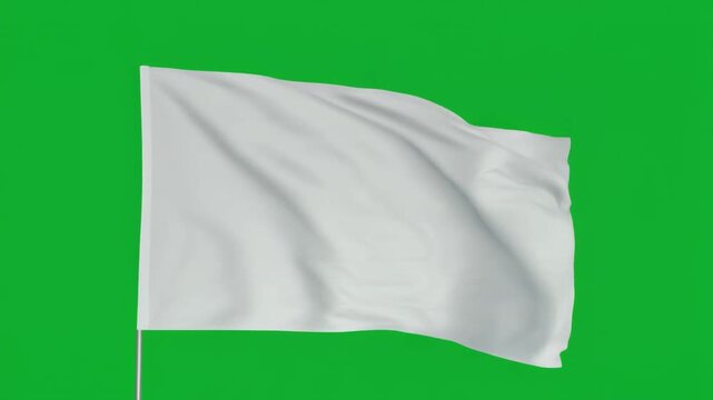 Plain White Fabric Flag Waving Gently in the Breeze