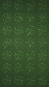 Vertical video: Playback start showing tiled clover outlines filling portrait screen for wallpaper