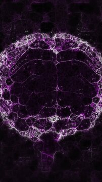 Vertical video: Purple white ring emerging from void forming web pulsing fading showing network