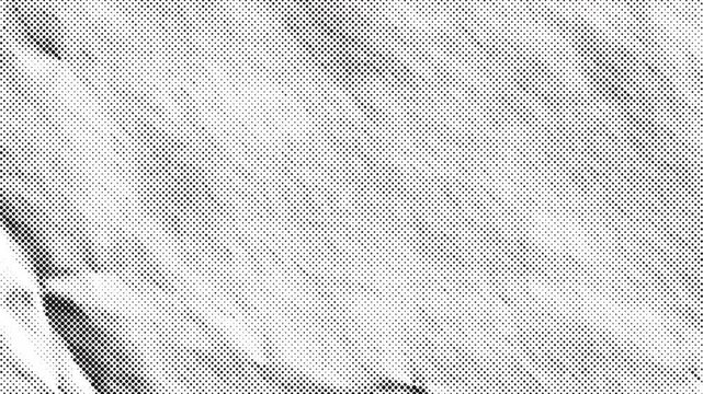 Abstract Halftone Stop Motion Animation, High Contrast Black and White Dots, Vintage Risograph Texture, Flickering Grain Noise, Distressed Print Background