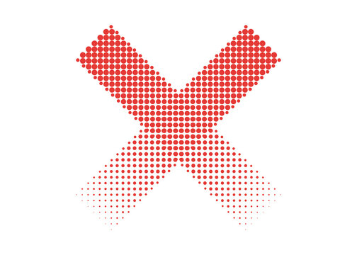 Red Halftone Cross Mark Isolated on Transparent Background