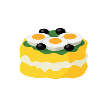 Causa Rellena with Olive and Egg