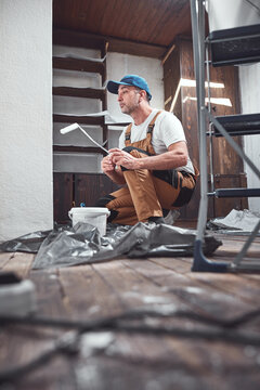 House painter working on a home renovation.