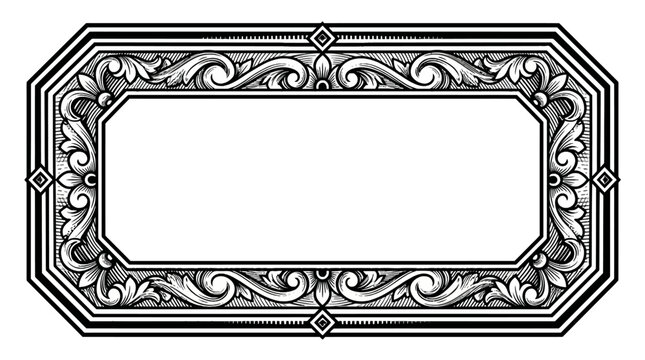 Vintage rectangular label with cut corners and diamond ornaments