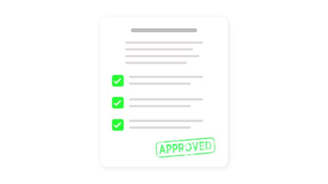 Document approved stamp animation featuring digital contract verification