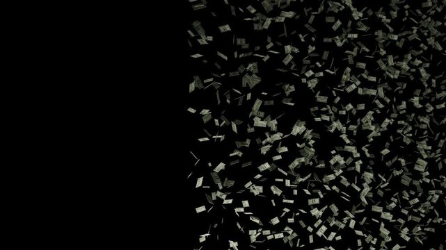 2500 Cash Money Dollar random Denomination Bill Top Down Angle0 Flow Shower Animated Overlay with Transparency UHD 4K Seed 42