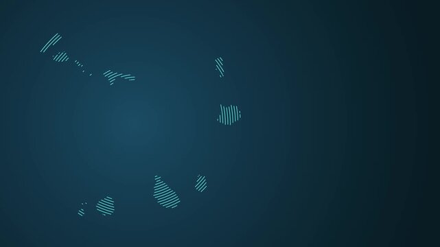 Animated Cape Verde map outline with glowing lines on dark blue background