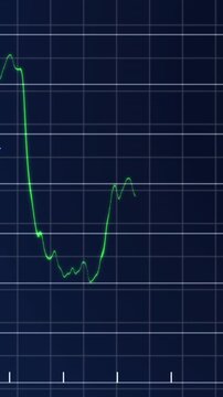 Vertical video: Black screen fading, chart drawing green line, adding bars, labeling, showing trend