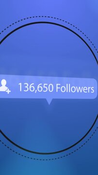 Vertical video: Bar appearing starting ring callout popping and updating followers showing growth