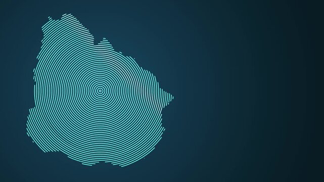 Animated Uruguay map reveal with concentric rings animation on dark blue background