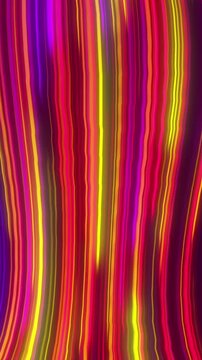 Vertical video: Camera panning starting vertical streaks unfolding, creating neon ribbon pattern