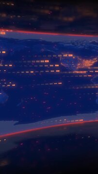 Vertical video: Signal starting map rotating east tiles sliding city glow pulsing showing data flow