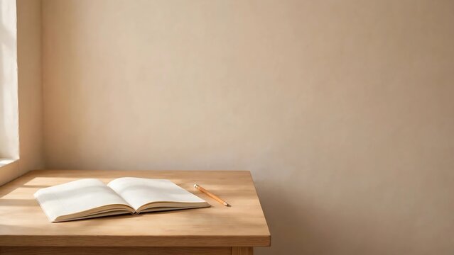 open book kept on a wooden study table hd wallpaper background 