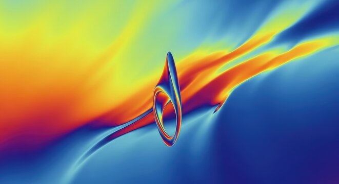 Vibrant abstract background with fluid gradients of neon yellow, fiery orange, and deep blue, mimicking a dynamic thermal heat signature, thermal, psychedelic, glow