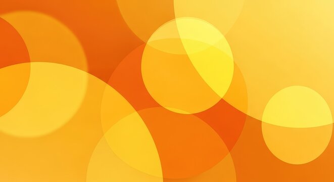 Vibrant orange and yellow circles overlap on a warm abstract background, creating a glowing bokeh effect with soft light and geometric depth, depth, bright, style