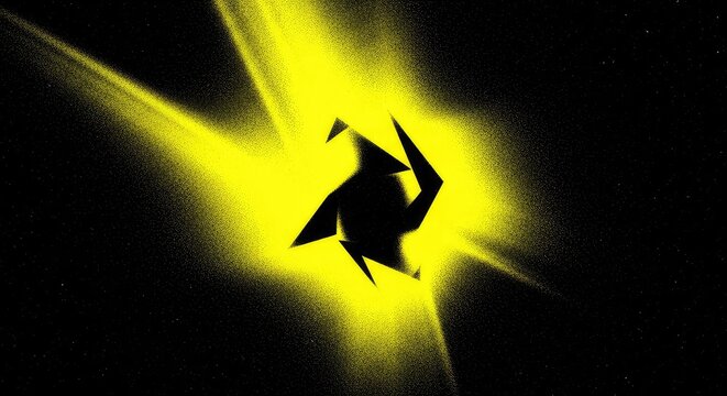 Vibrant yellow and deep black abstract background featuring heavy noise, gritty textures, and a grainy distressed digital aesthetic style, abstract, rough, vibrant