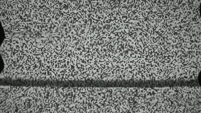 Analog television static with random white noise and fuzzy horizontal interference rolling across the fuzzy display screen