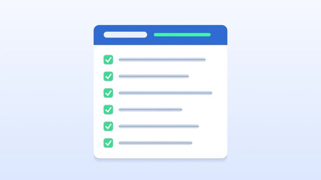 Checklist with tasks being ticked off one by one seamless loop, to-do list, productivity and project completion animation